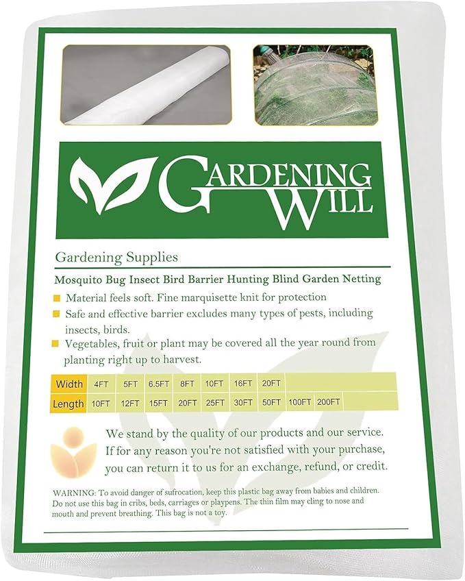 6.5Ft x 100ft Mosquito Bug Insect Bird Fine Mesh Net Barrier Hunting Blind Garden Screen Netting for Protect Your Plant Fruits Flower