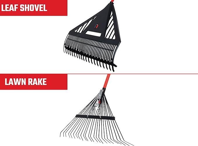 CRAFTSMAN 2-Piece Raking Set with Leaf & Lawn Rakes, Fiberglass & Rubber Coated Handles, Cushion Grips, for Leaves, Thatching, Dethatching