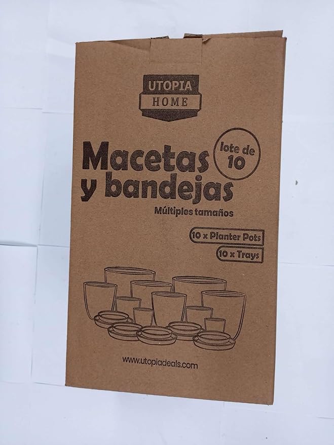 Utopia Home - Plant Pots Indoor with Drainage - 7/6.6/6/5.3/4.8 Inches Home Decor Flower Pots for Indoor Planter - Pack of 10 Plastic Planters for Indoor Plants, Cactus, Succulents Pot - Black