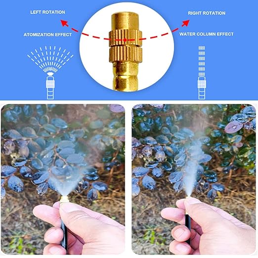 New drip Irrigation kit, Automatic Garden Watering System, Quick Connector and 360-degree Bending Dropper atomizing Copper Nozzle, Garden Plant Lawn Courtyard Watering System. (25spray nozzles)