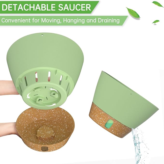 ZMTECH Hanging Planters for Indoor Plants Set of 2 Self Watering Hanging Pots Hanging Baskets Hanging Flower Pots for Outdoor Hanging Plants(8 Inch, Green)