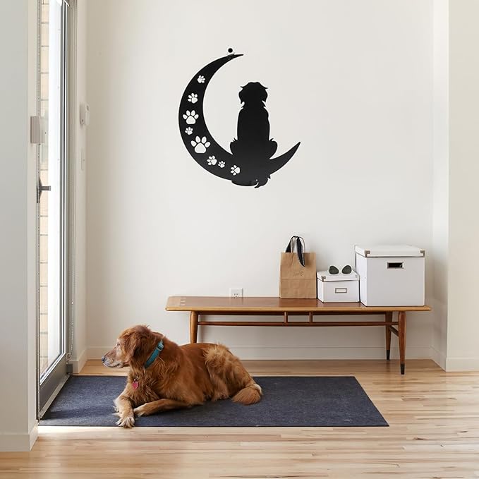 Dog Metal Wall Art Outdoor Decor- 12" Black Dog Metal Wall Sculpture Statues Wall Art Hanging Decoration,Dog Lover Gift,Dog Decor Gift for Indoor Outdoor,Garden,Farmhouse,Balcony Patio and Bedroom