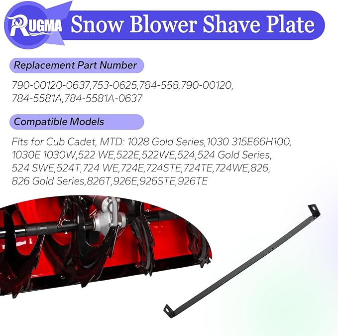 790-00120-0637 24" Shave Plate for Snow Throwers, Snow Blower Scraper Bar Compatible with C-ub Ca-det and M-TD Snowblower Parts, Replaces 753-0625, 784-5581, 790-00120, 784-5581A, 784-5581A-0637