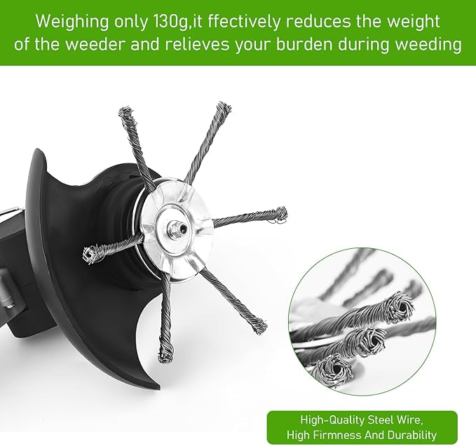 2 Pack 6 inch Steel Wire Brush Cutter Trimmer Head, Weed Trimmer Replacement Head, Durable Head for Home Users, for Electric Battery Powered Cordless String Trimmer