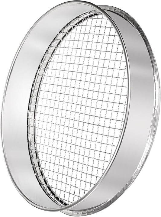 Suwimut Soil Sifter for Gardening, 12 Inch Large Stainless Steel Soil Sieve with 0.39 Inch Mesh, Garden Sifting Screen for Dirt, Sand, Rock, Filtration, Compost and Bonsai