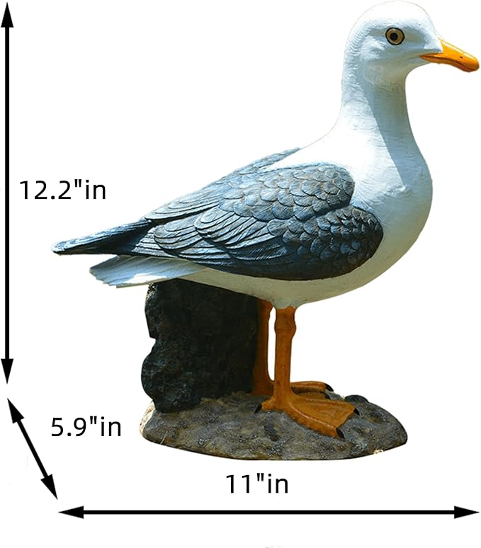 coolboy Real Seagull Figurine,Garden Bird Statue -Seagull Décor Birds Figurines Ornaments - Best Indoor Outdoor Statues Yard Art Figurines for Patio Lawn House