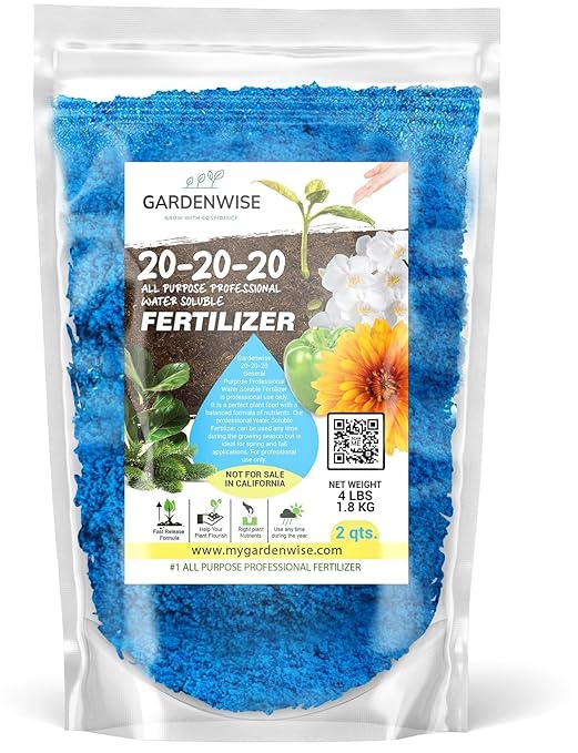 20-20-20 Water-Soluble Fertilizer โ Powder for Liquid Plant Food for Indoor & Outdoor Plants, Orchids, Vegetables, Lawns, Flowers โ 20 20 20 Fertilizer (2 QUARTS)