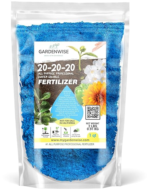 20-20-20 Water-Soluble Fertilizer โ Powder for Liquid Plant Food for Indoor & Outdoor Plants, Orchids, Vegetables, Lawns, Flowers โ 20 20 20 Fertilizer (1 Quart)