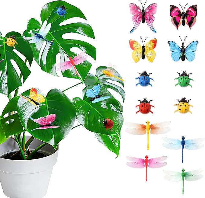 Plant Magnets for Potted Plants: Funny 3D Plant Safe Magnetic Charms,Cute Butterflies Magnets Plant Decor,Gift for Plant Lover (12 PCS)