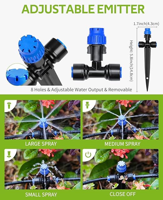 HIRALIY 168FT Garden Watering System, Drip Irrigation Kits for Plants, New Quick Connector, Blank Distribution Tubing, Saving Water Automatic Irrigation Equipment for Patio Lawn