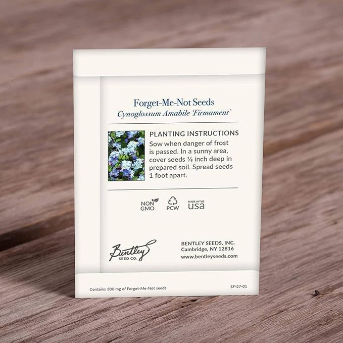 Vintage Look - 25 Individual Forget Me Not Flower Seed Packet Favors - Non GMO - Ready to Give - Bulk Pack of 25