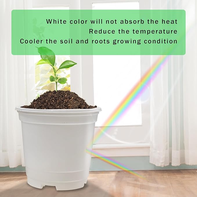 10CM White Seedling Pots 4 inch New Material Planter Pots 50 Pcs, Soft and Sturdy Bottom Transplanting Pots with 50Pcs Screen Pads(50Pcs,4Inch,White