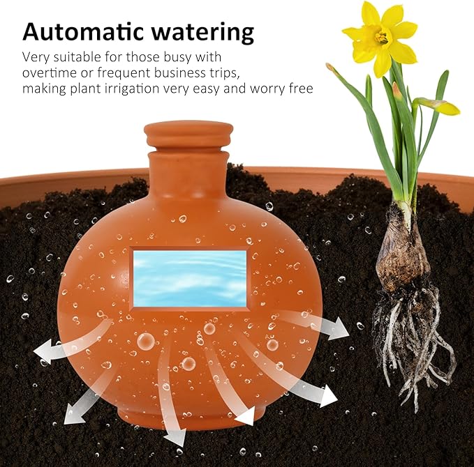 2pcs 5in Terra Cotta Watering Pots Terra Cotta Watering Terracotta Watering Spikes 33oz Terracotta Watering Simple Irrigation Peripheral Water System Self Watering System Clay Watering Pot