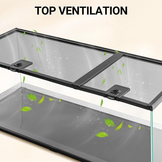 OiiBO 20 Gallon Reptile Tank, 30" x 12"x 12" Glass Terrarium Top Feeding & Dual Sliding Door Screen Ventilation with Easy Clean PVC Tray for Reptile Snake Hamster Small Animals
