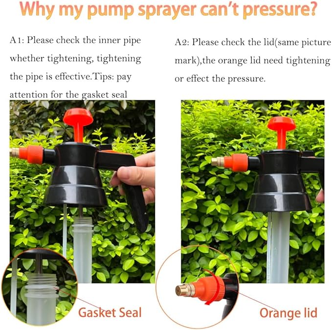 MRPAPA 2L Handheld Garden Pump Sprayer, 2 Pack Plant Mister Water Spray Bottle with Adjustable Brass Nozzle 0.5Gallon Sprayer Mist Bottle for Indoor, Outdoor Gardening and Home Cleaning