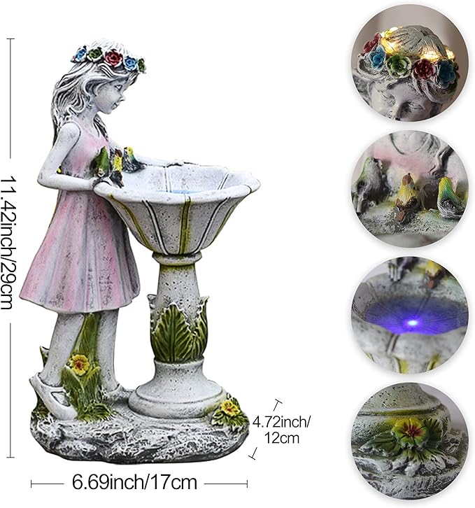 Fairy Garden Statue, Solar Garden Angel Figurine Outdoor Decoration Waterproof Resin Angel Sculpture for Patio Yard Lawn Porch Art Decoration Ornament Housewarming Christmas Birthday Gift