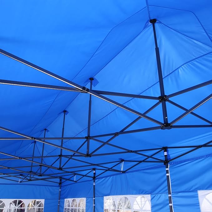 COBIZI 10x30 Pop Up Canopy Without Sidewall,Heavy Duty Canopy UPF 50+ All Season Wind Waterproof Commercial Outdoor Wedding Party Tents for Parties Gazebo with Roller Bag(10 x 30 ft White)