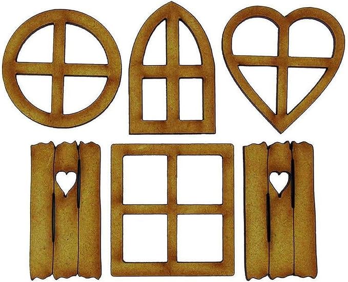 6Pcs Wooden Fairy Garden Door, Blank Door House and Windows Ornaments Tree Statues for Trunk Yard Decoration Sculptures Miniature Buildings Structures