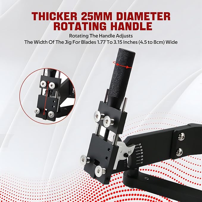 New Upgrade Large Size Mower Blade Sharpener 15°-45° Adjustable Frame with Ball Bearing 25mm Enlarged Handle Lawn Mower Blade Sharpener for Straight and Standard Lawnmower Blades- Black