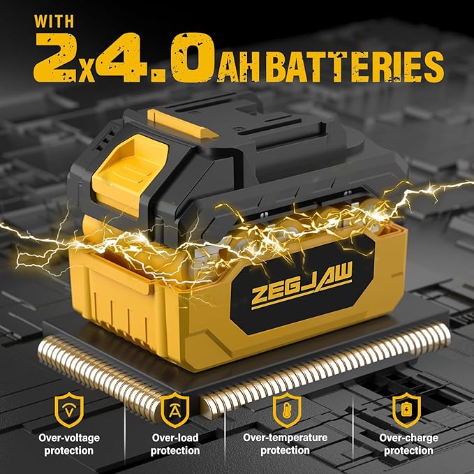 40V Weed Wacker Cordless, 8-Inch Cordless Pole Saw, Hedge Trimmer Cordless and Brush Cutter, 4-in-1 Multi Garden Tools with 2X20V 4.0Ah Batteries and Charger