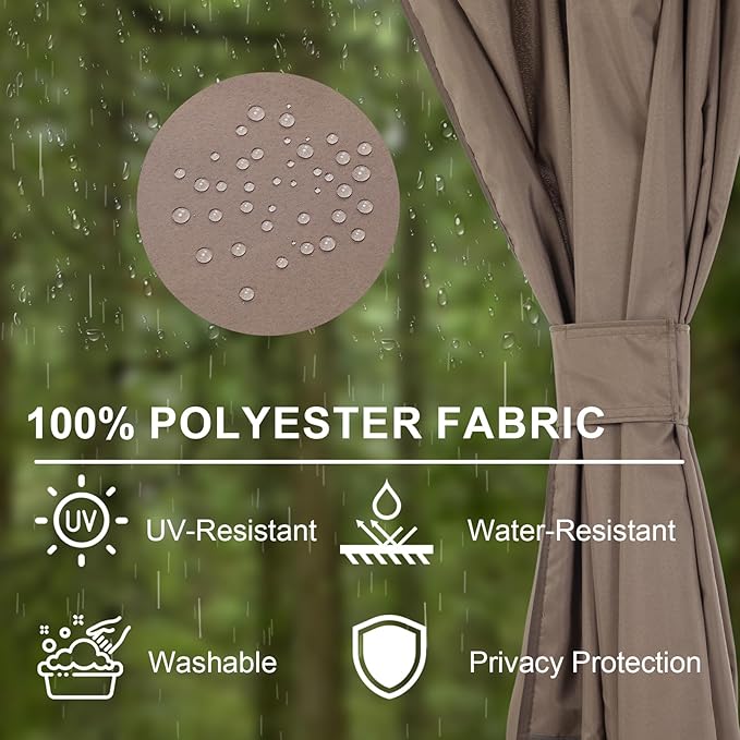 BPS 12' x 14' Gazebo Curtain Privacy 4-Panel Sidewall Outdoor Replacement Shade (Only Curtain)