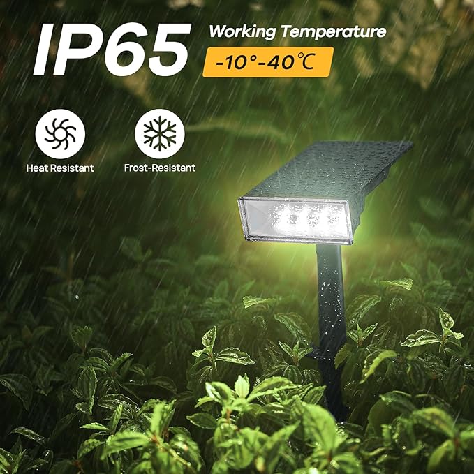 Consciot Solar Spot Lights Outdoor, 4 Pack, White, 600 Lumens, IP65 Waterproof, 6500K Daylight, Solar Landscape Lights for Yard Garden Tree House
