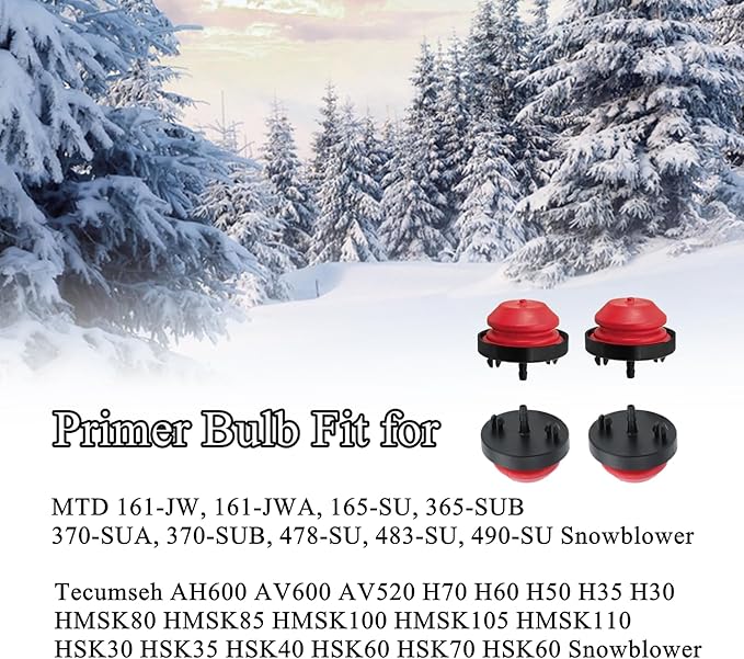 951-10639A 570682A Primer Bulb Fit for MTD Yard Machines Craftsman Troy-Bilt C-Cadet Tecumseh AV520 HMSK100 HMSK105 HMSK110 Snowblower Rep 751-10888 951-10888B (4 Pack)