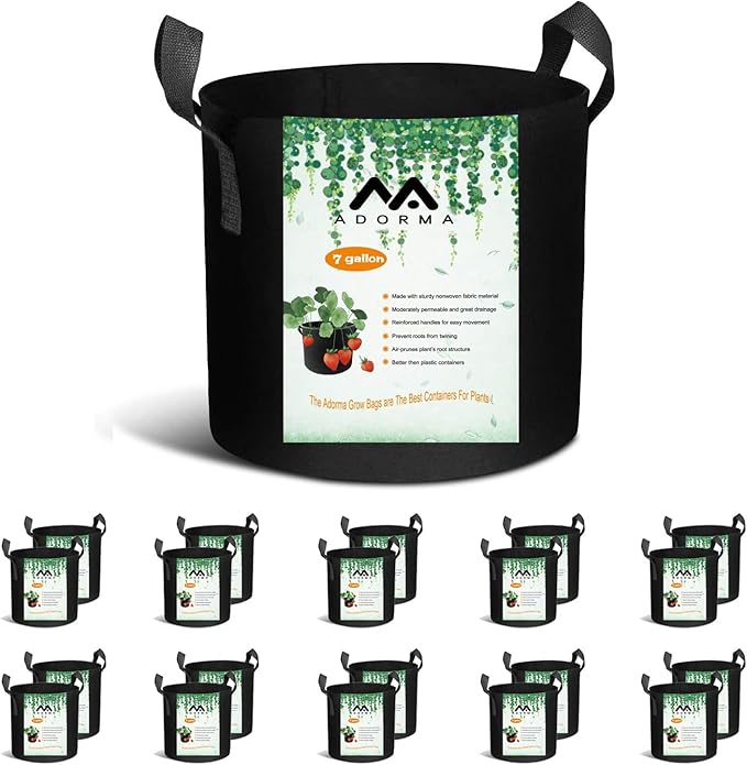 20-Pack 7 Gallon Grow Bags, Heavy Duty Aeration Fabric Pots with Handles,300G Thickened Nonwoven Pots for Plants/Vegetables/Flowers