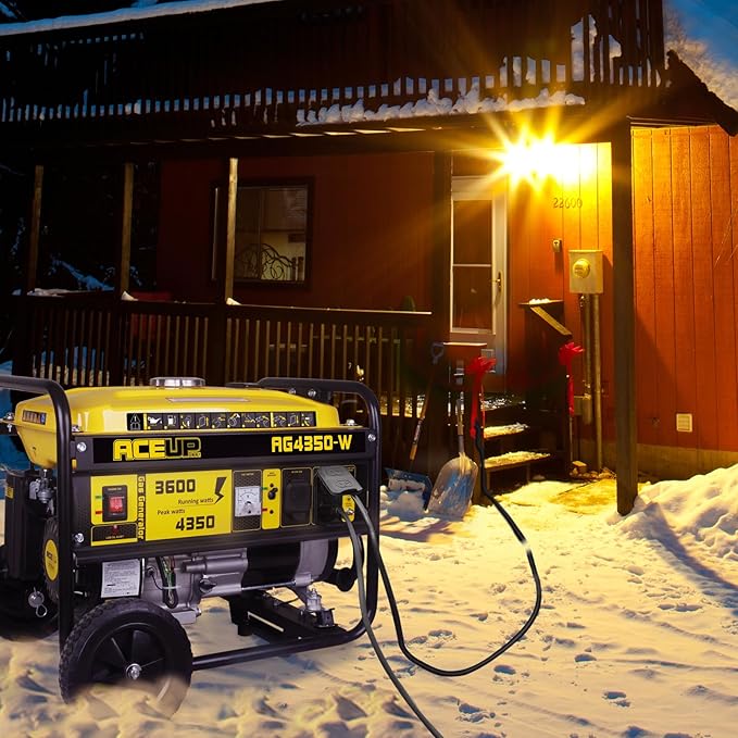Aceup Energy 4350 Watt Generator, Gas Powered Portable Generator with Wheel Kit & Oil for Home Use, EPA & CARB Compliant