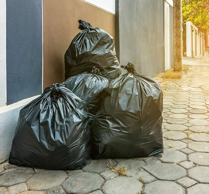Veska Contractor Garbage Bags 55 Gallon Heavy Duty (MegaValue 50 Bags w/Ties) Contractor Trash Bags 50-60 Gallon 3 Mil Contractor Bag Heavy Duty 55 Gallon, Extra Large Industrial Contractor Trash Bags