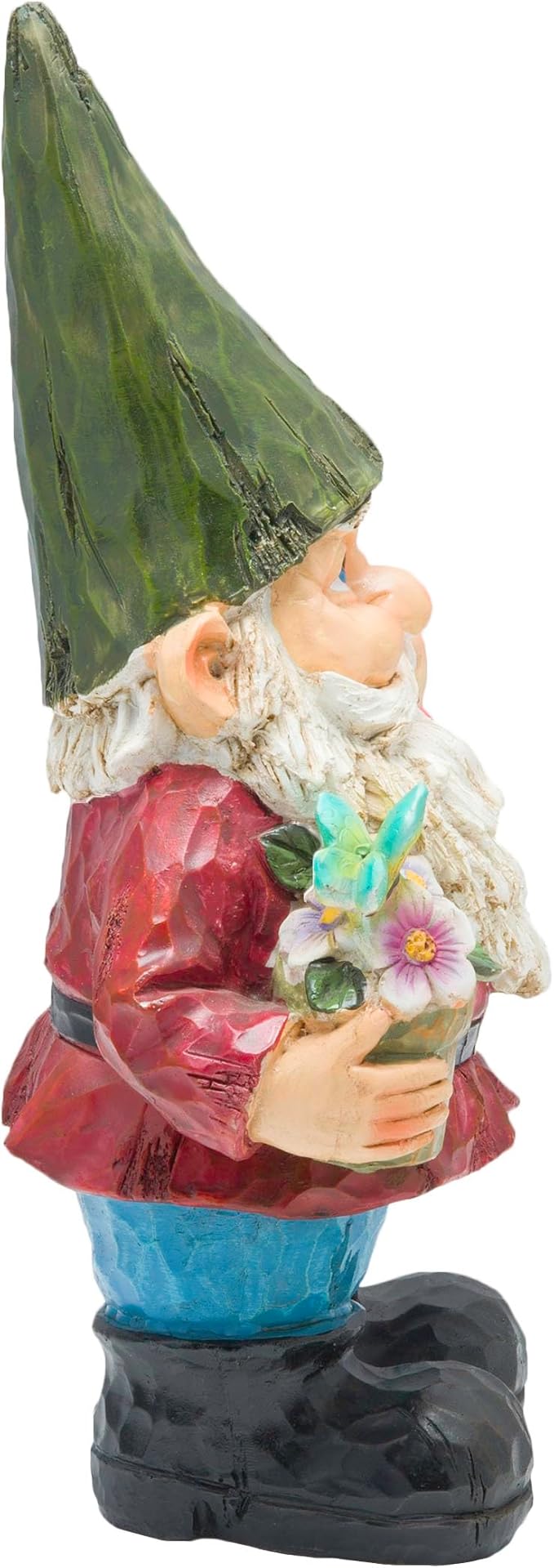 Alpine Corporation 12" Tall Outdoor Garden Gnome with Flower Pot Yard Statue Decoration