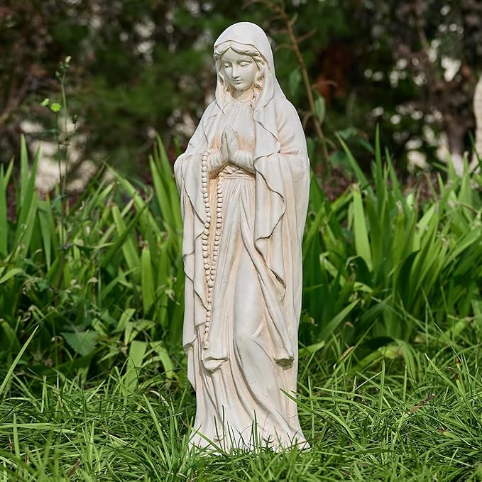 Virgin Mary Outdoor Statue - Religious Garden Statue, Blessed Mother, Virgen De Guadalupe, Large Outdoor Garden, Ivory