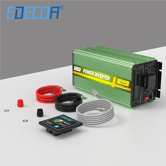 EDECOA 3000 Watt Power Inverter DC 12V to AC 110V 120V for Car Truck RV with LCD Display and Remote Controller