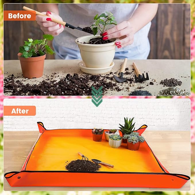 3 PCS 39.5" X 39.5" Extra Large Repotting Mat for Indoor Plants Transplanting and Dirt Control, Gardening Gifts