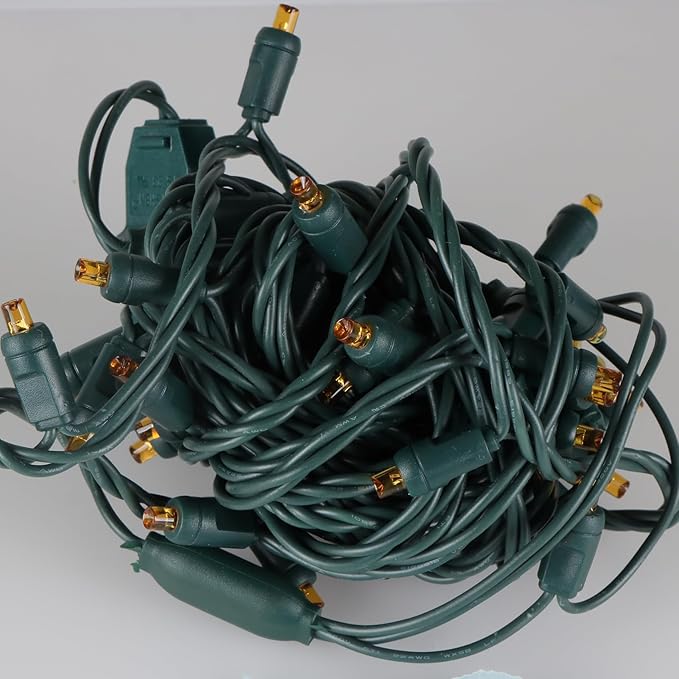 50 LED 5MM Orange Christmas Lights, 17FT Indoor/Outdoor String Light, Mini Lights for Garden, Patio, Christmas Trees - Green Wire, Commercial Grade, UL Listed