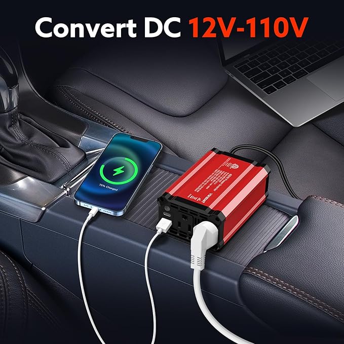 400W Power Inverter: vansoet DC 12V to AC 110V Car Inverter Plug Adapter Outlet Converter with PD 30W USB C Port and QC 18W USB Port Car Plug Adapter Outlet Inverter for Vehicles Laptop Phones Camera