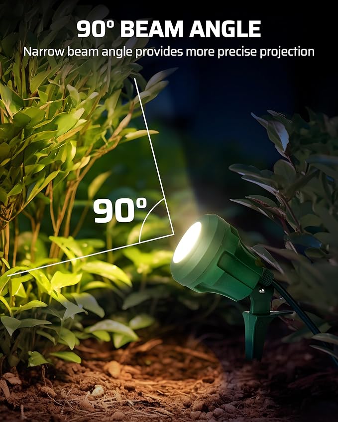 DEWENWILS Halloween 120V Spotlight Outdoor, 400LM Waterproof LED Spot Light with 3 Extra Lenses (Red Yellow Green), Landscape Lighting for Holiday, Trees, 5FT Extension Cord, UL Listed