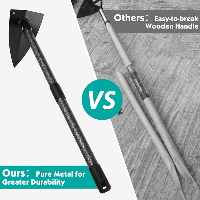 Hoe Garden Tool,Triangle Gardening Hoe with Sharp Blade for Digging,Weeding,Cutting and Loosing Soil,72 Inch Adjustable Length Metal Handle