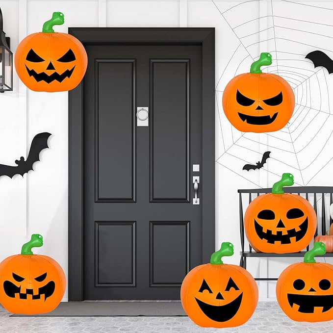 6 PCS Inflatable Pumpkins Hanging Halloween Decorations Outdoor Indoor Party Decorations