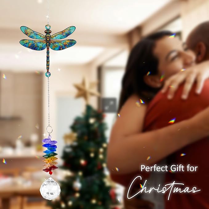 1 Layered Ornament Suncatcher - Dragonfly Gifts - Dragonflies Decor - Christmas Birthday Gifts for Women, Men - Dragonfly Keepsake - Remembrance Ornament - Rainbow Maker - Hanging Home Decor