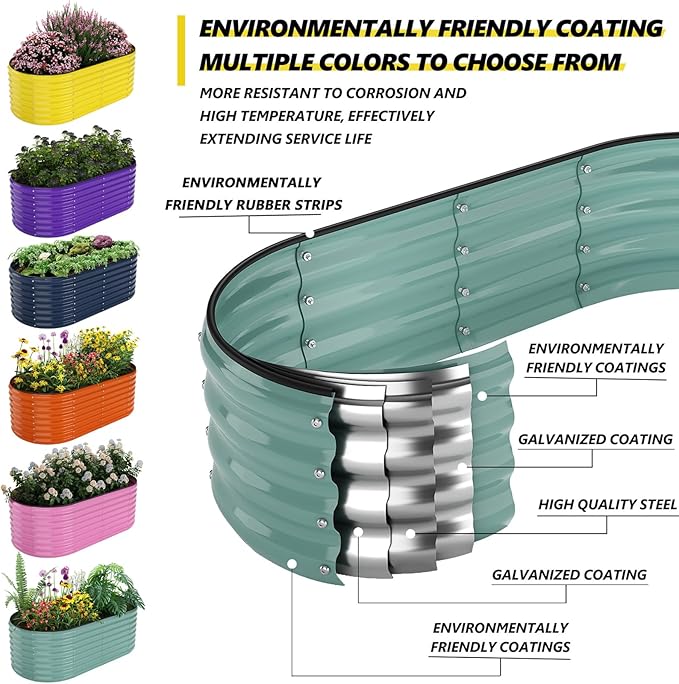 Galvanized Metal Planter Raised Garden Bed Kit for Gardening Outdoor,6x3x2ft Planter Grow Garden Box Raised Flower Bed,Long Vegetable Clearance Herb Raised Garden Beds for Container Gardening