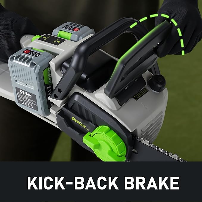 16 Inch Brushless Chainsaw with 2 x 4.0Ah 21V Battery, Tool-Free Chain Tensioning, Instant Chain Brake & Transparent Oil Tank – Tools for Tree Trimming & Wood Cutting