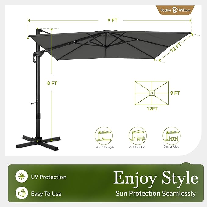 Sophia & William Cantilever Patio Umbrellas Offset Outdoor Umbrellas