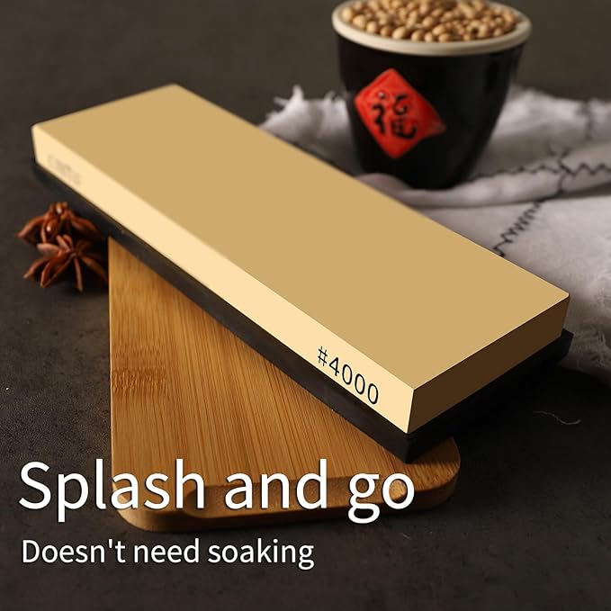 Knife Sharpening Stone Whetstone #4000 Fine Grit, Cuts fast, Strong grinding power, Splash and go, Not clog, Fine cuts Whetstone knife sharpener