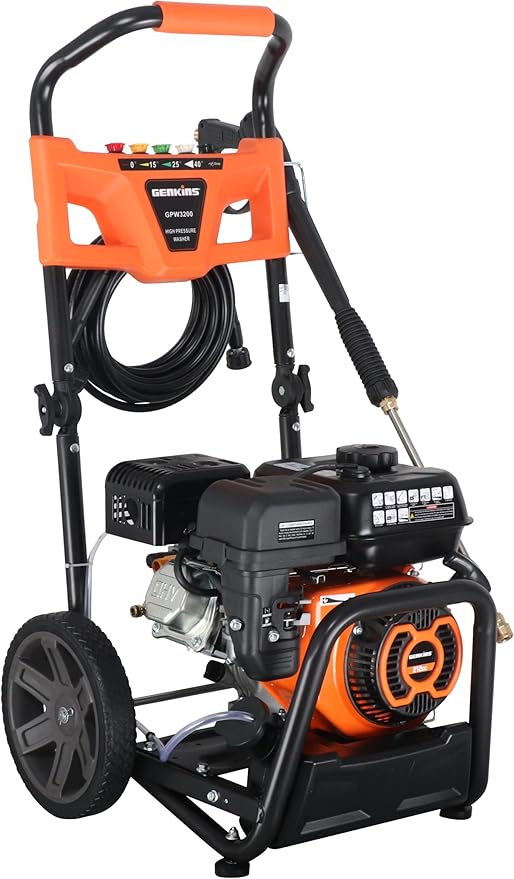 GPW3200 Gas Powered Foldable Pressure Washer 3200 PSI and 2.5 GPM, Soap Tank and Five Nozzle Set | Compact & Foldable