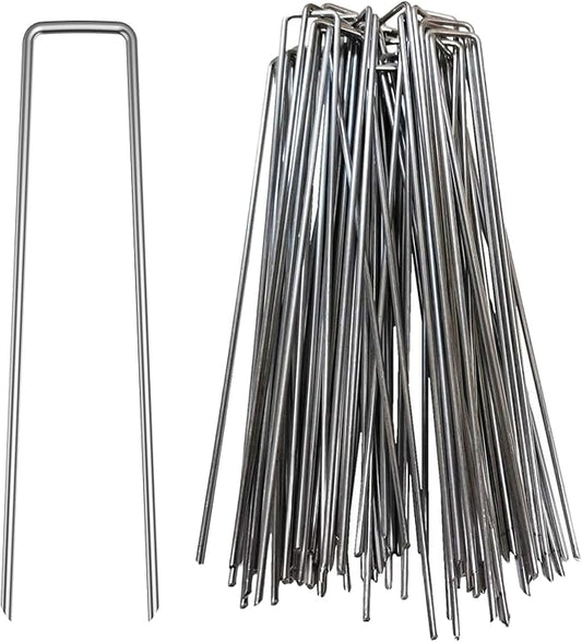 30Pcs 12inch Extra-Long U-Shaped Garden Securing Pegs,Anti-Rust Garden Stake for Dog Fences,Securing Weed Barrier Fabric Netting, Irrigation Hoses, Ground Sheets and Fleece,etc