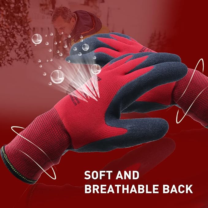 LOCCEF 2 Pairs Winter Work Gloves for Men and Women, Freezer Gloves for Work Below Zero, Thermal Insulated, Super Grip