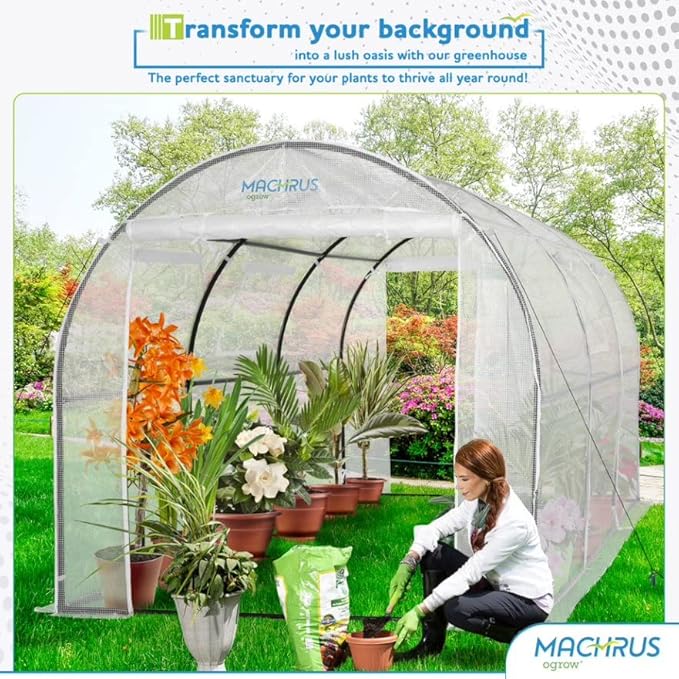 Machrus Ogrow Deluxe Walk-in Tunnel Greenhouse with White Cover