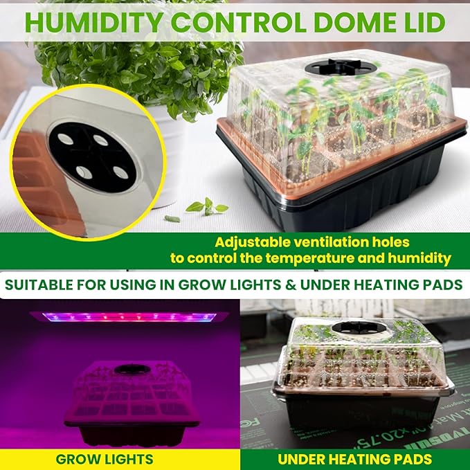 Silicone Seed Starter Tray with Seed Germination Kit, Reusable Seed Starting Trays with Plant Starter Kit, Seed Trays Seedling Starter and Gardening Gifts for Plant Lover