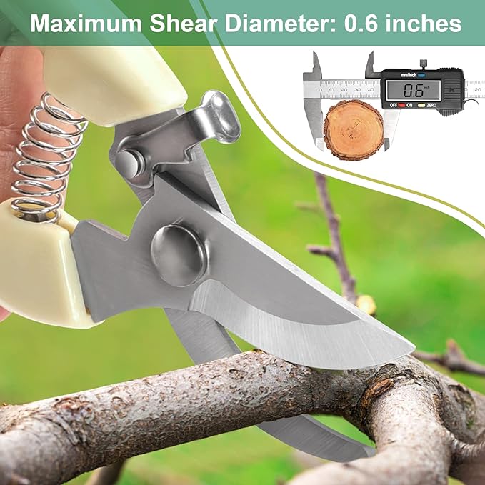 Premium garden shears, meperez pruning scissors gardening tools, pruners for flower, bushes, rose and fruit tree, use for florist, yard and orchard the plant clippers, sharp steel anvil snips
